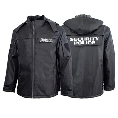 Veste extérieure coupe-vent de sport d'hiver de style militaire avec capuche amovible pour la police de Géorgie